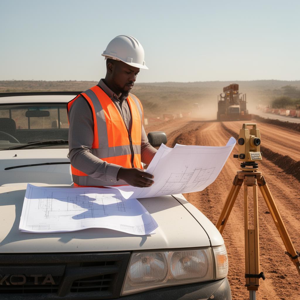 Civil engineer reviewing plans